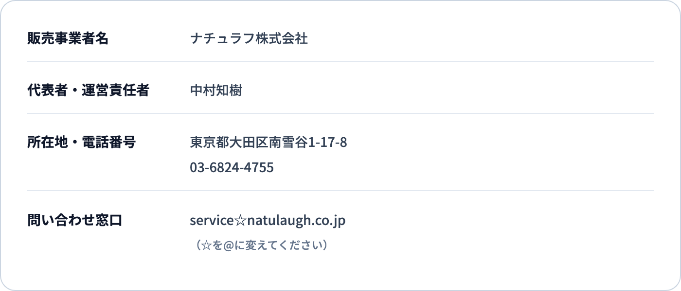 販売事業者情報